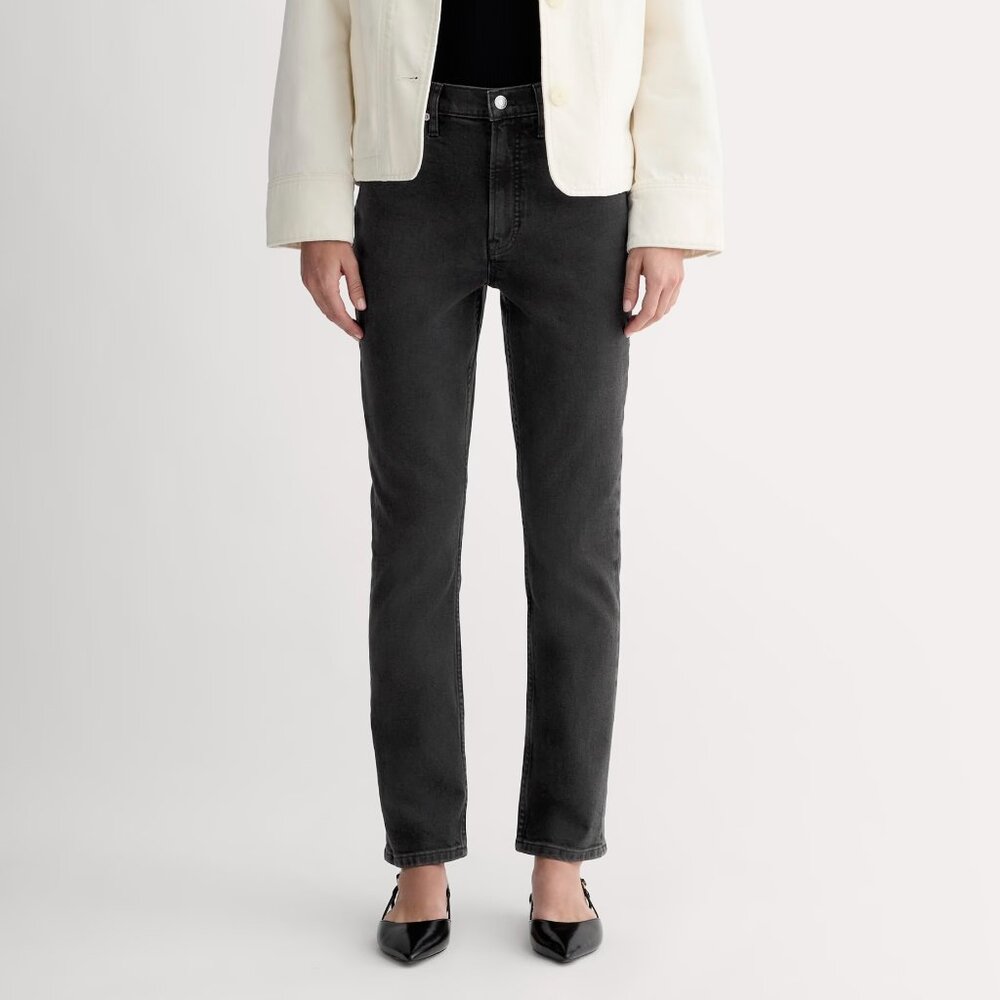 Everlane Original Cheeky Jean Straight Leg High Rise Denim Size 29 Washed Black